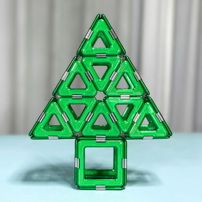 Mainan Puzzle Kreatif 3D Genteng Bangunan Magnetik Blok Pohon Natal Untuk Anak-anak
