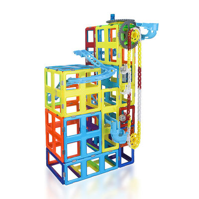 Puzzle Blok Bangunan Genteng Magnetik Jalur Balap Mobil DIY Mengumpulkan Berwarna-warni